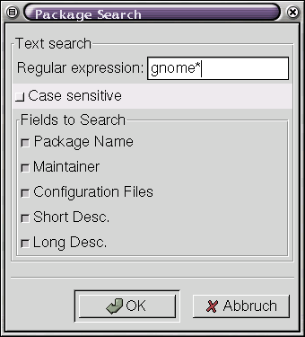 GNOME Apt - Suche nach Paketen