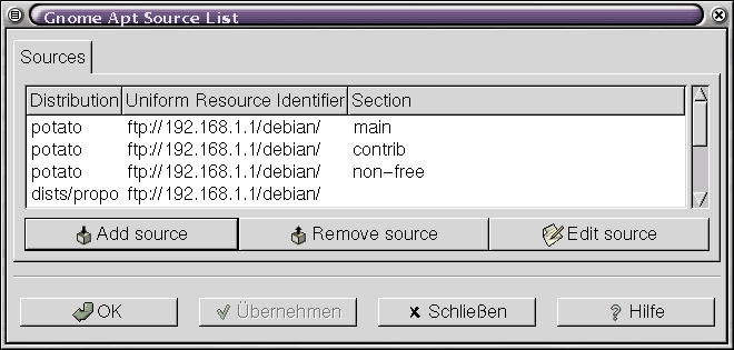 GNOME Apt - Installationsquellen