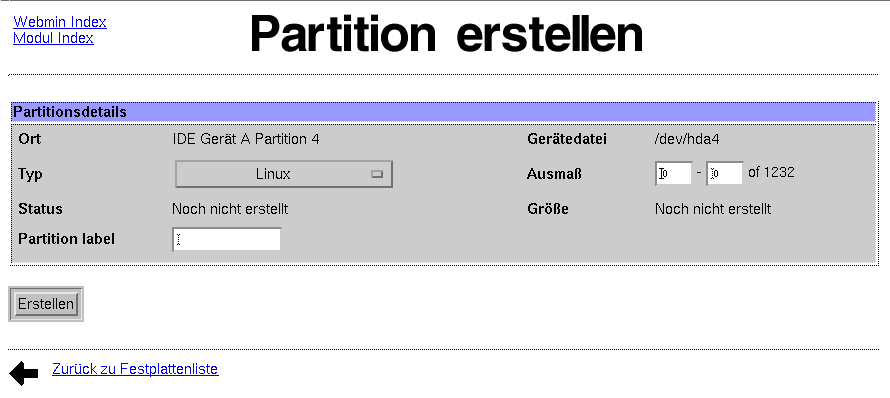 Kategorie Hardware - Partition erstellen