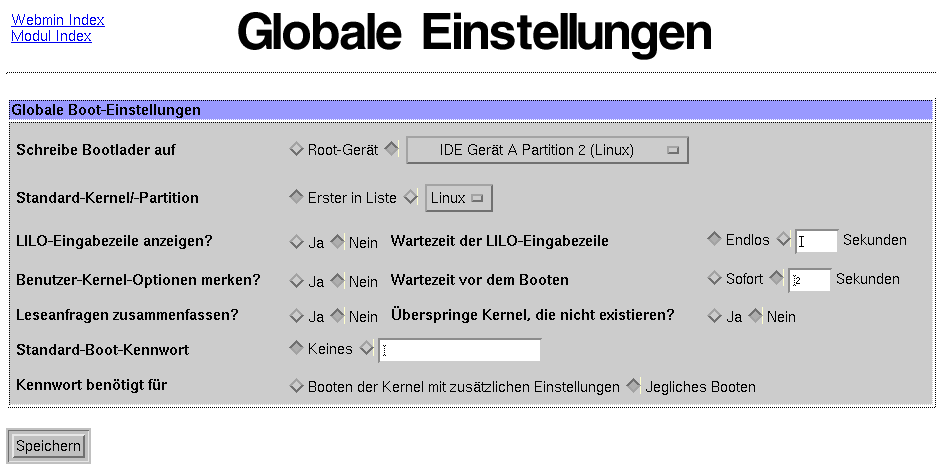 Kategorie Hardware - Globale Einstellungen