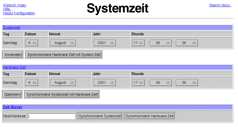 Kategorie Hardware - Systemzeit - Konfiguration