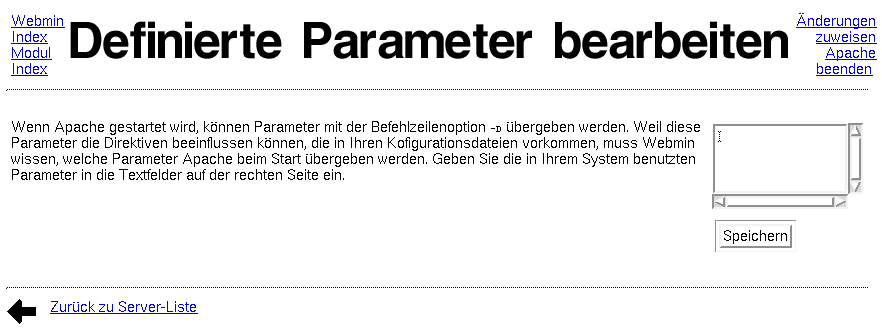 Kategorie Server - Apache - Definierte Parameter bearbeiten