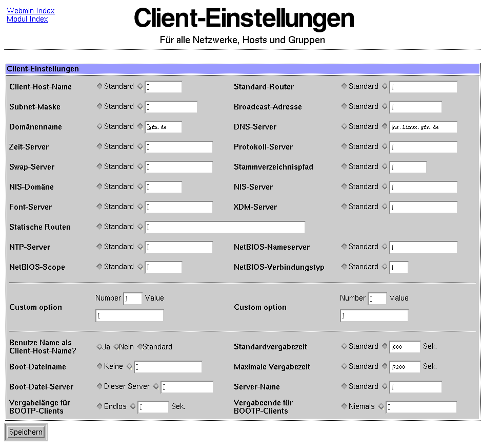 Kategorie Server - DHCP - Client-Einstellungen