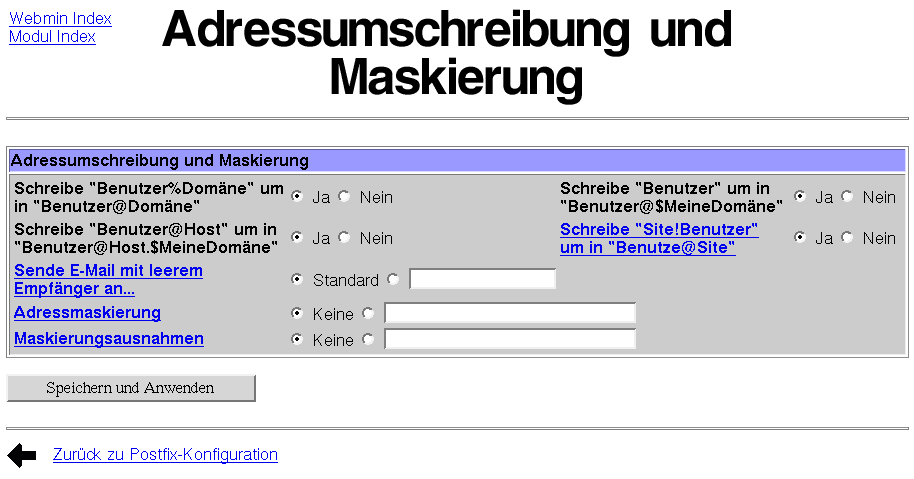 Postfix Mailserver - Adressumschreibung und Maskierung