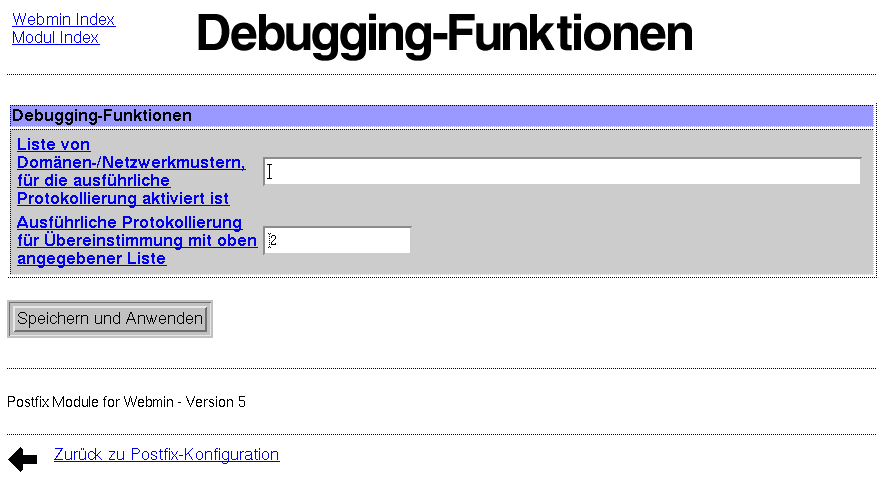 Postfix Mailserver - Debugging-Funktionen