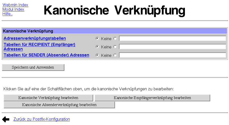 Postfix Mailserver - Kanonische Verknüpfung