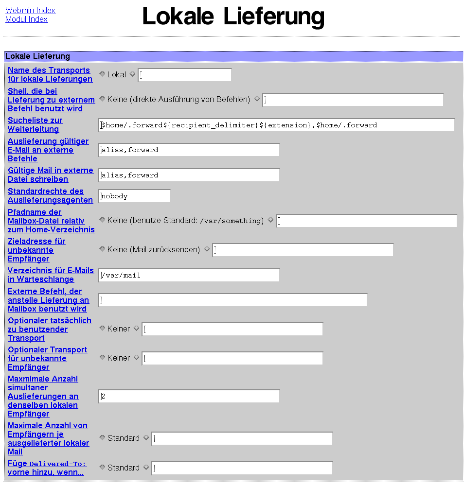 Postfix Mailserver - Lokale Lieferung