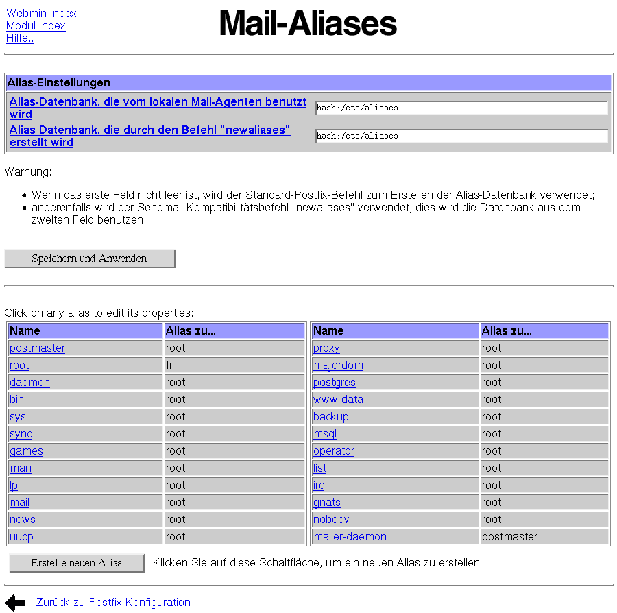 Postfix Mailserver - Mail-Aliases