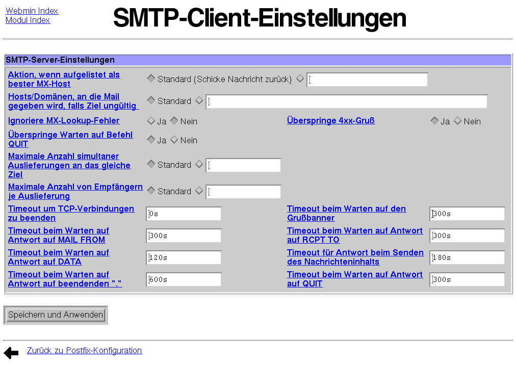 Postfix Mailserver - SMTP-Client-Einstellungen