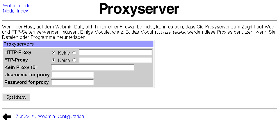 Kategorie Webmin - Konfiguration - Proxyserver