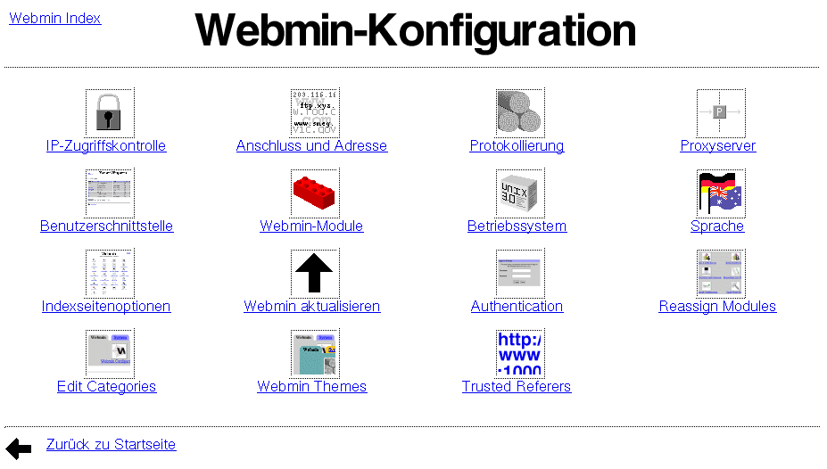 Kategorie Webmin - Konfiguration