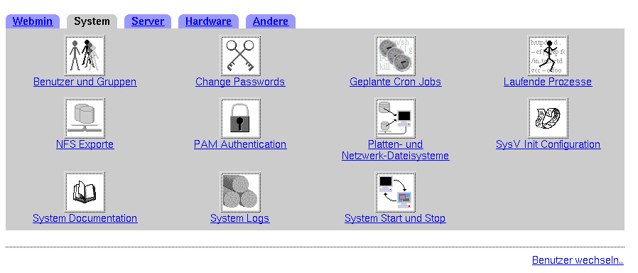 Kategorie Webmin - System