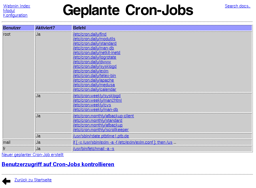 Kategorie Webmin - System - Cron-Jobs