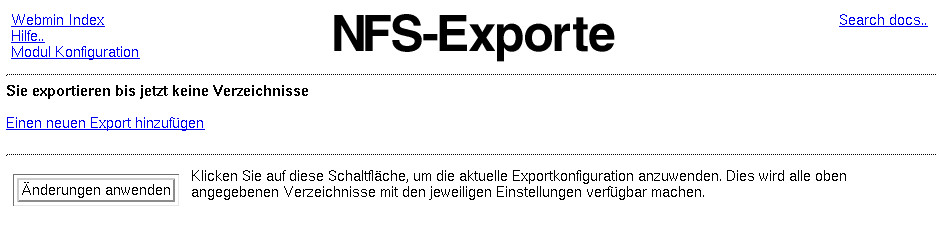 Kategorie Webmin - System - NFS-Exporte