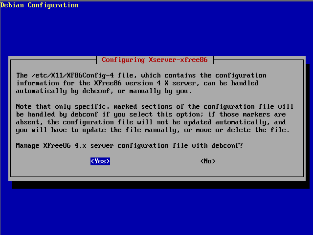 XFree-4.x-Installation - Debconf-XFree86-Konfigurationsdatei